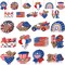 36 Pcs Patriotic Hanging Ornaments for Tree 4th of July Wood Decor Labor Day Independence Wooden Ornaments with Ropes Star USA Flag Gnome Red White and Blue Decorations Memorial Day(Leopard)